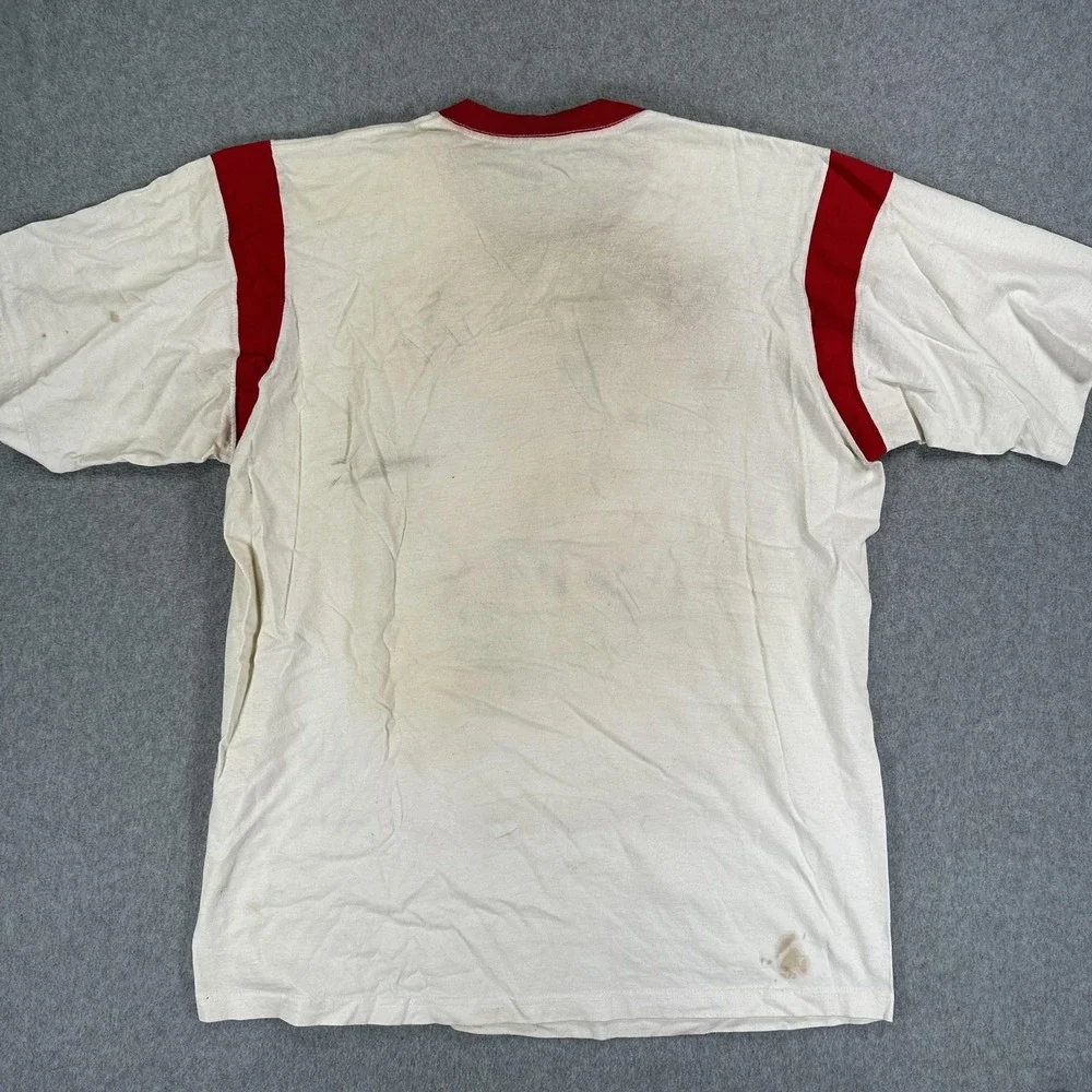 Vintage Double Line Shirt Mens XL White Red Ringer 68 Dirty Playas Graphic 90s